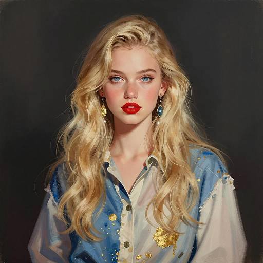 Serious Young Woman in Painterly Style