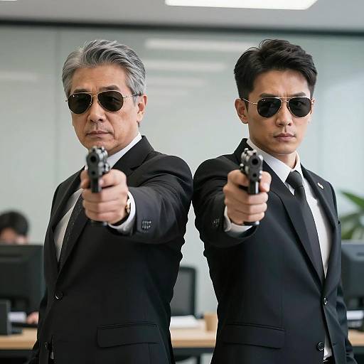 Serious Men in Suits with Gun