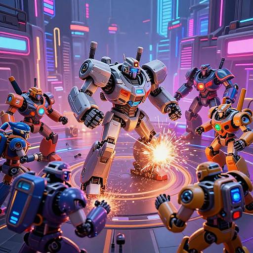Futuristic Robot Battle Royale Scene