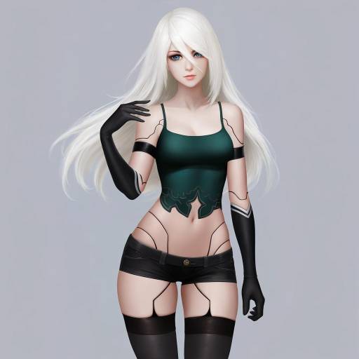 Futuristic Female Android with White Hair