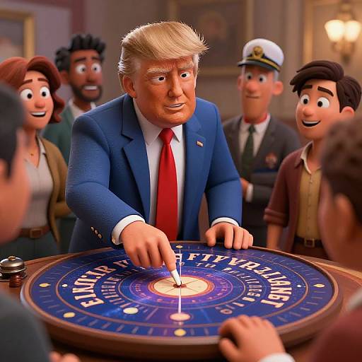 Animated Character Playing Ouija Board