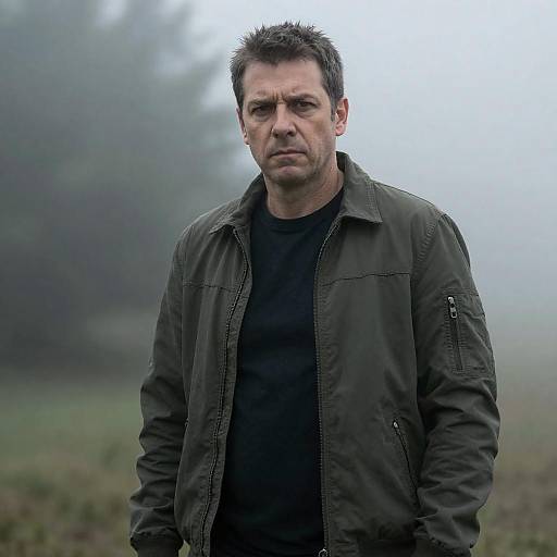 Mysterious Middle-Aged Man in Fog