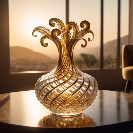 Ethereal Crystal Vase with Gold Ornaments Ethereal Crystal Vase with Gold Ornaments