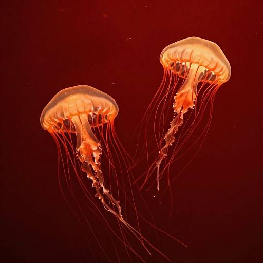 Glowing Jellyfish in Crimson Sky