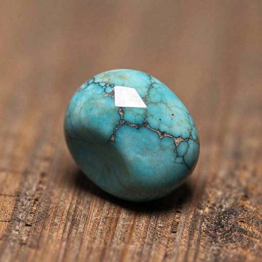Turquoise Gemstone on Rustic Table