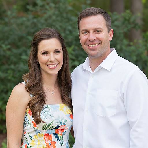 Engaged Couple in Lush Outdoor Setting