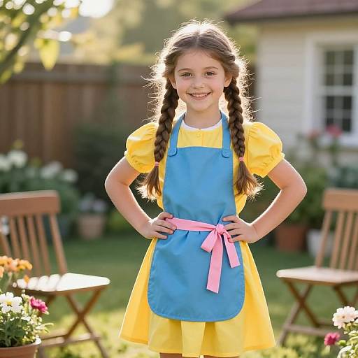 Cheerful Girl in Sunny Backyard
