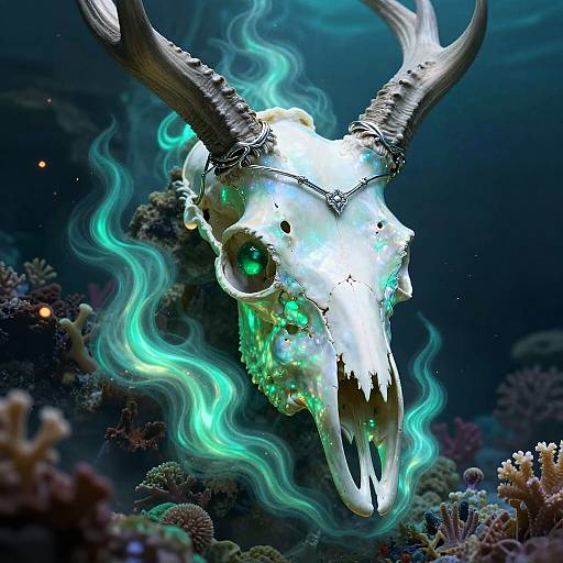 Iridescent Aquamarine Stag Skull