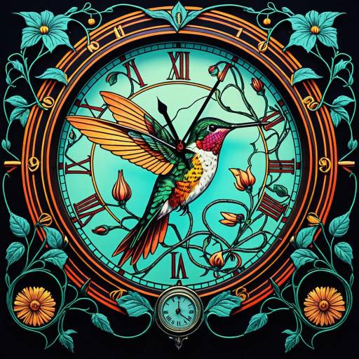 Art Nouveau Hummingbird Clock