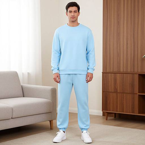 Man in Light Blue Sweatwear
