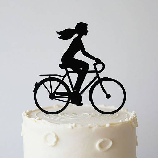 Minimalist Woman Biking Cake Topper