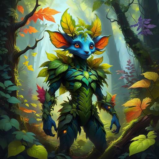 Lush Fantasy Plant Creature in Woodland