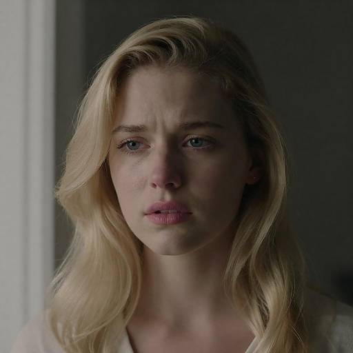 Concerned Young Blonde Woman Close-Up