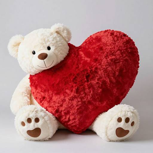 44in Heart Body Pillow with White Teddy