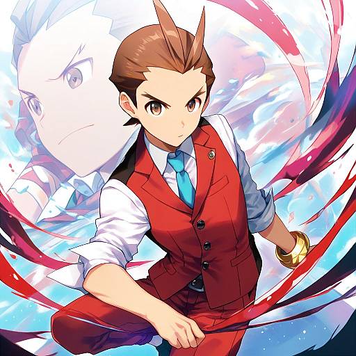 Illustration of Apollo justice, ace attorney in the style of Ech