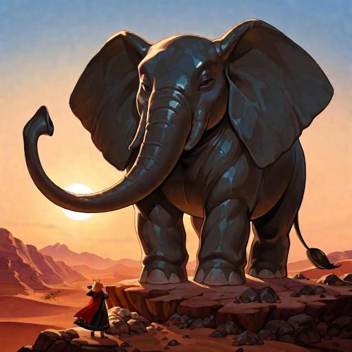 Majestic Elephant Sculpture in Desert Sunset