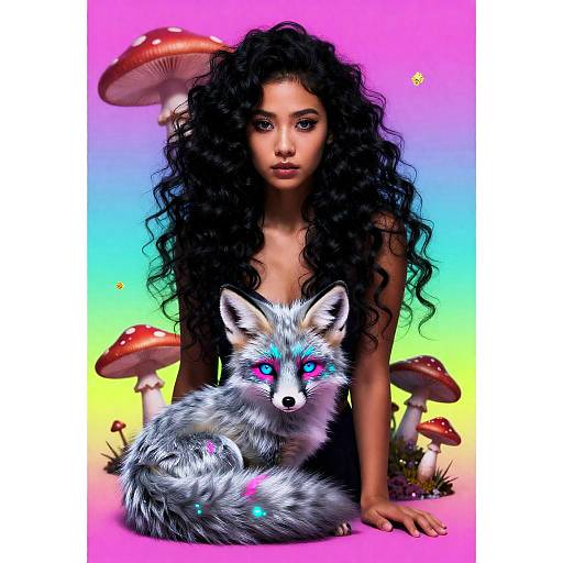 Psychedelic Girl with Silver Fox
