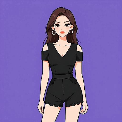 Chic Woman in Stylish Black Romper