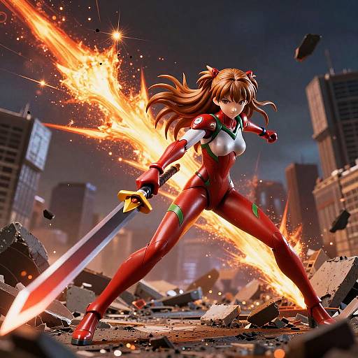 Asuka Langley Soryu in Dynamic Battle Pose