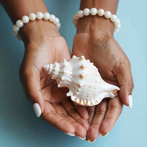 Elegant Hands Holding Shimmering Seashell