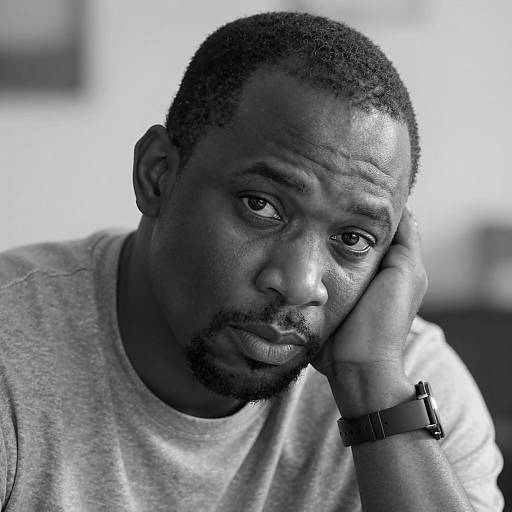 Serious Black Man Leaning on Hand