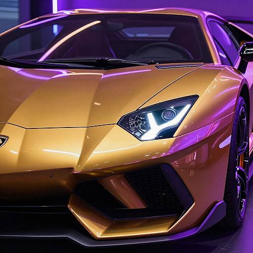 Neon Gold Lamborghini Front Close-Up