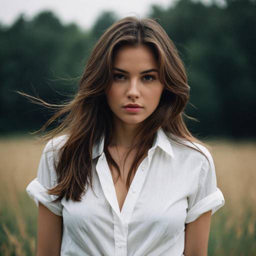 Young Woman in White Shirt Outdoors