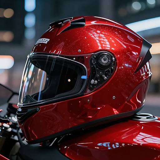 Glossy Deep Red Motorcycle Helmet