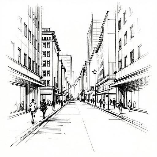 Dynamic Urban Street Outline Sketch