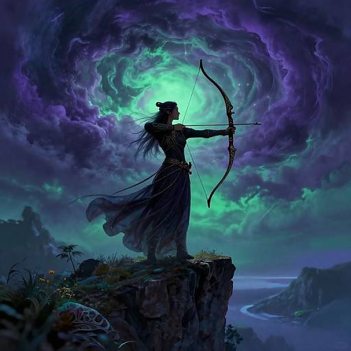 Ethereal Elven Archer on Cliff