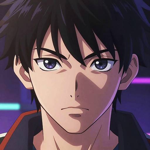 Intense Anime Character with Futuristic Vibe