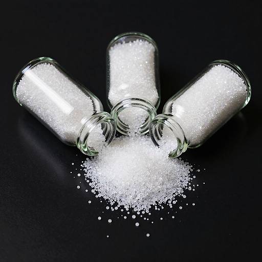 Glassy Bottles Spilling Sparkling Granules