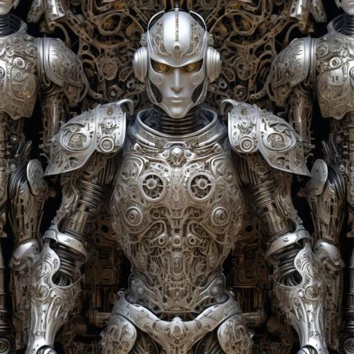 Surreal Cyborg Knight Seamless Pattern