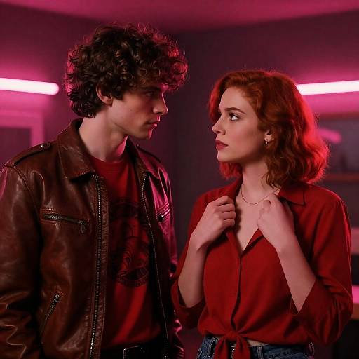 Intense Connection in Neon Glow