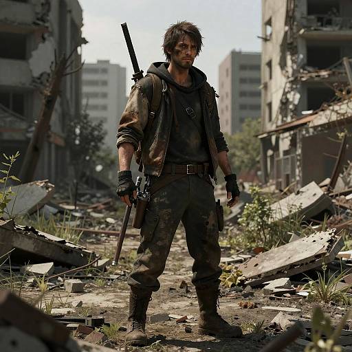 Post-Apocalyptic Survivor in Wasteland