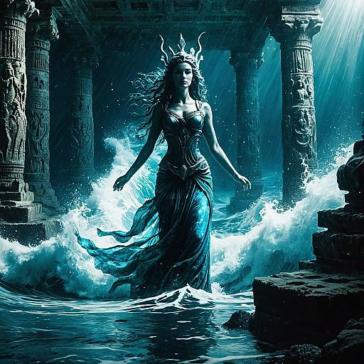 Ancient Sea Goddess in a Sunken Temple