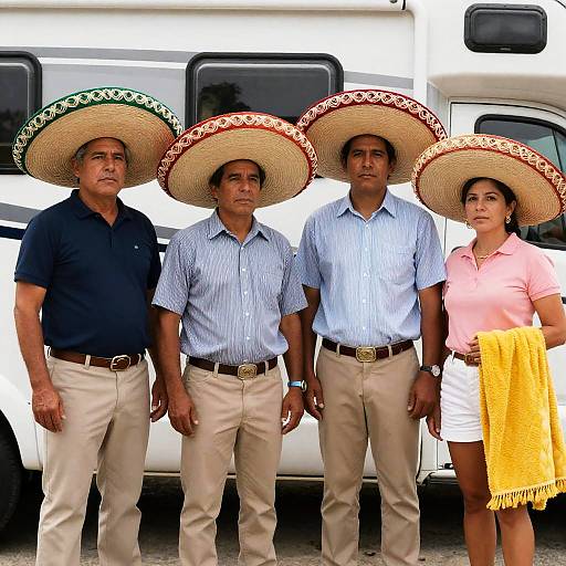 Serious Group Photo in Front of Motorhome