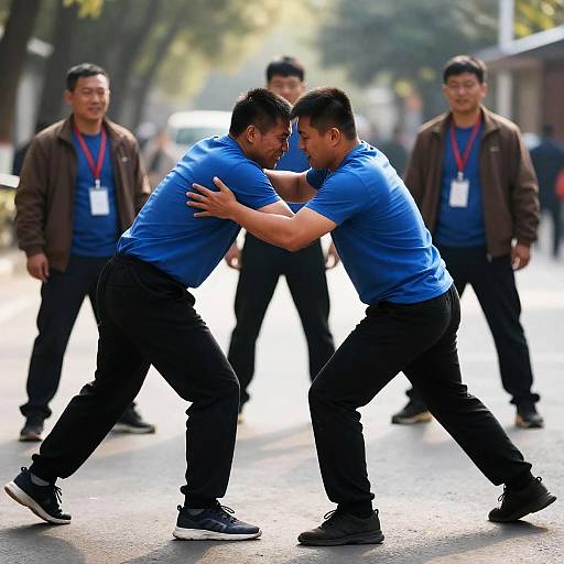 Intense Street Fight Among Four Men
