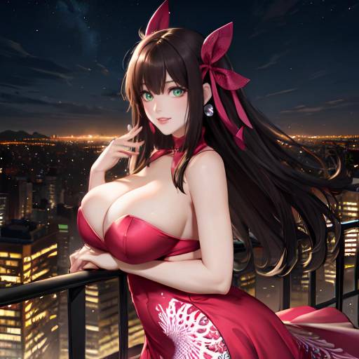 Aesthetic Anime Girl on City Rooftop