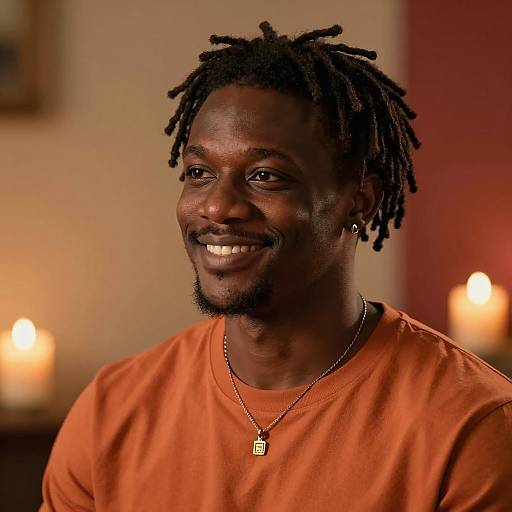 Smiling Black Man in Warm Lighting