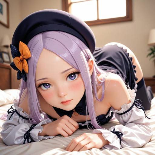 Flustered Girl in Vintage Bedroom Scene