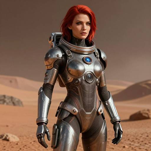 Futuristic Female Space Explorer on Mars