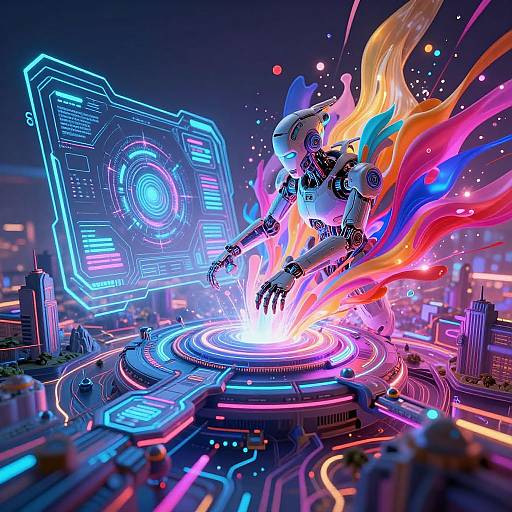 Futuristic Neon Cybernetic Landscape