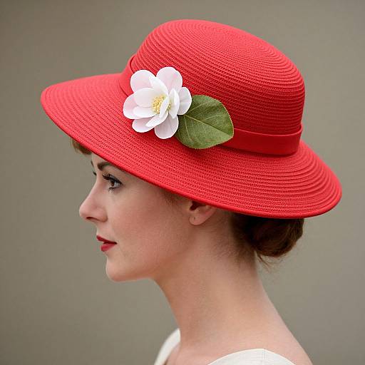 Elegant Woman in Vibrant Red Hat