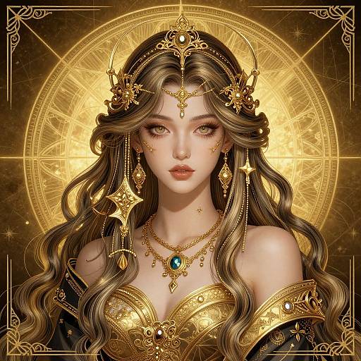 Ornate Woman with Golden Ratio Background