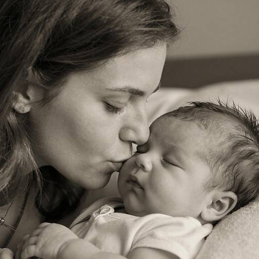 Tender Moment: Mother and Sleeping Newborn