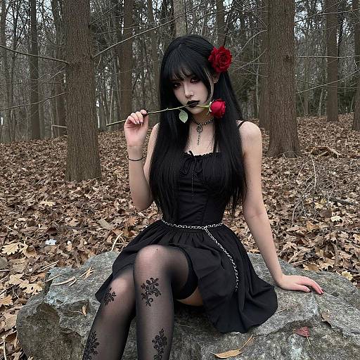 Gothic Woman in Enchanted Forest