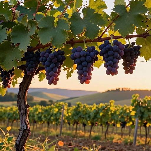 Golden Hour Vineyard Grapes Panorama
