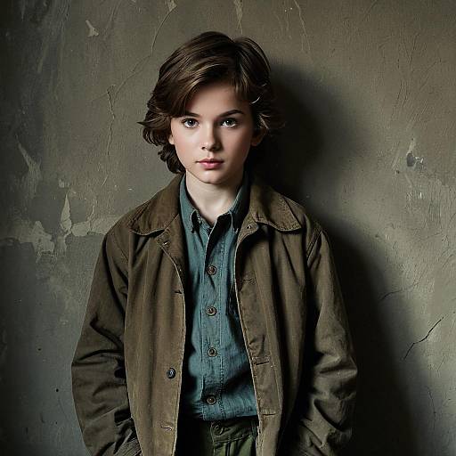 Portrait of Young Boy in Vintage Clothing
