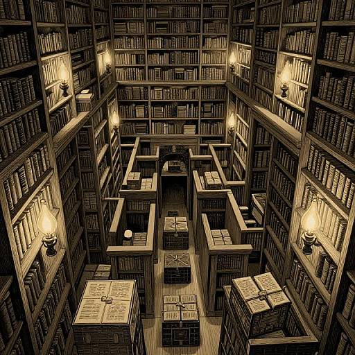Maze-like Gothic Library with Secrets